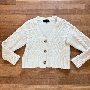 Kendall & Kylie white button front cardigan sweater size large L
 b51